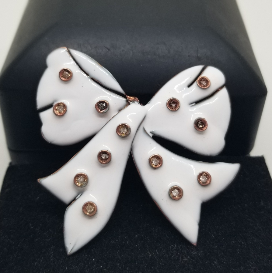 MİNE VE PIRLANTA İŞÇİLİKLİ ÖZEL YAPIM ANTİKA BROŞ