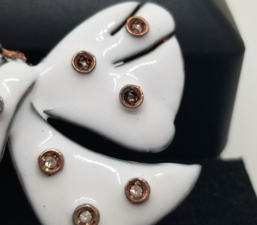 MİNE VE PIRLANTA İŞÇİLİKLİ ÖZEL YAPIM ANTİKA BROŞ