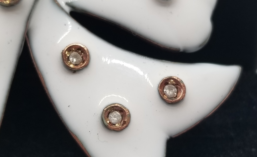 MİNE VE PIRLANTA İŞÇİLİKLİ ÖZEL YAPIM ANTİKA BROŞ