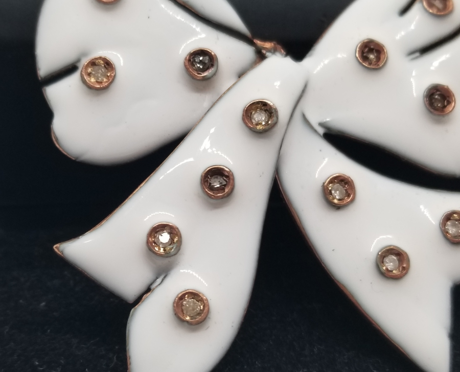 MİNE VE PIRLANTA İŞÇİLİKLİ ÖZEL YAPIM ANTİKA BROŞ