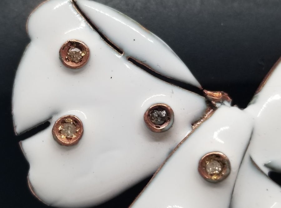 MİNE VE PIRLANTA İŞÇİLİKLİ ÖZEL YAPIM ANTİKA BROŞ