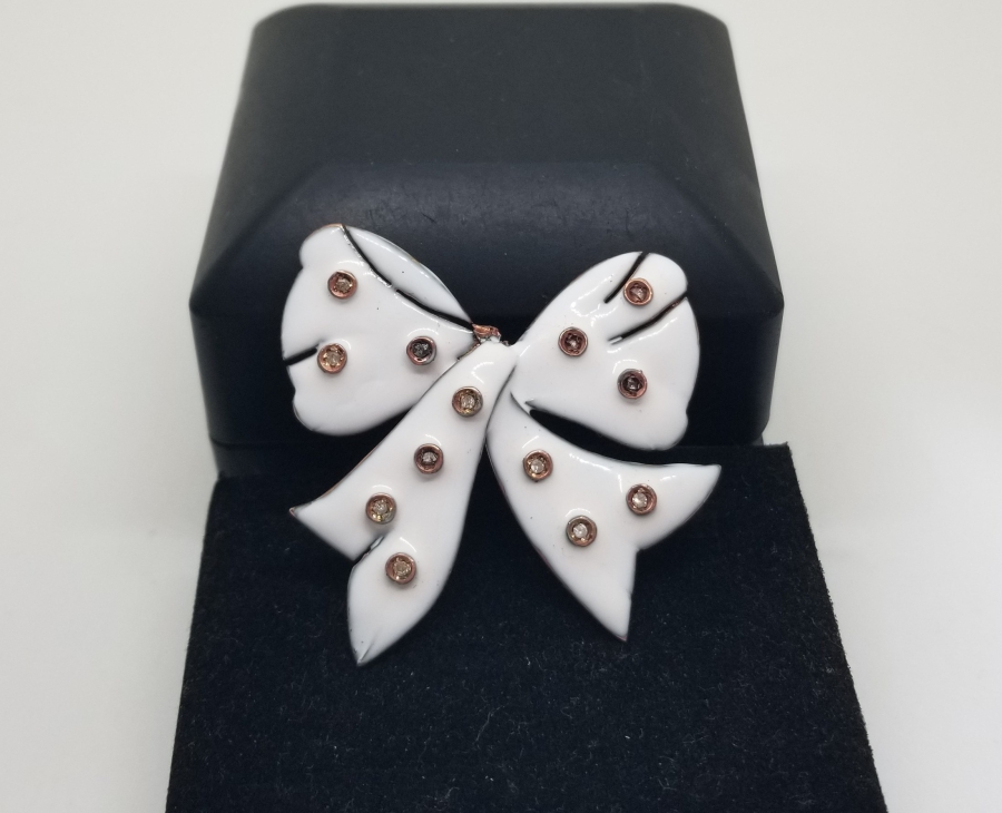 MİNE VE PIRLANTA İŞÇİLİKLİ ÖZEL YAPIM ANTİKA BROŞ