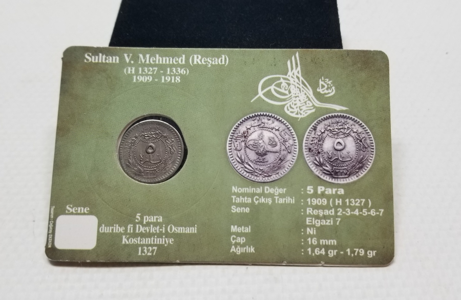 MEHMET REŞAT HAN DÖNEMİ KOLEKSİYONLUK NİKEL 5 PARA