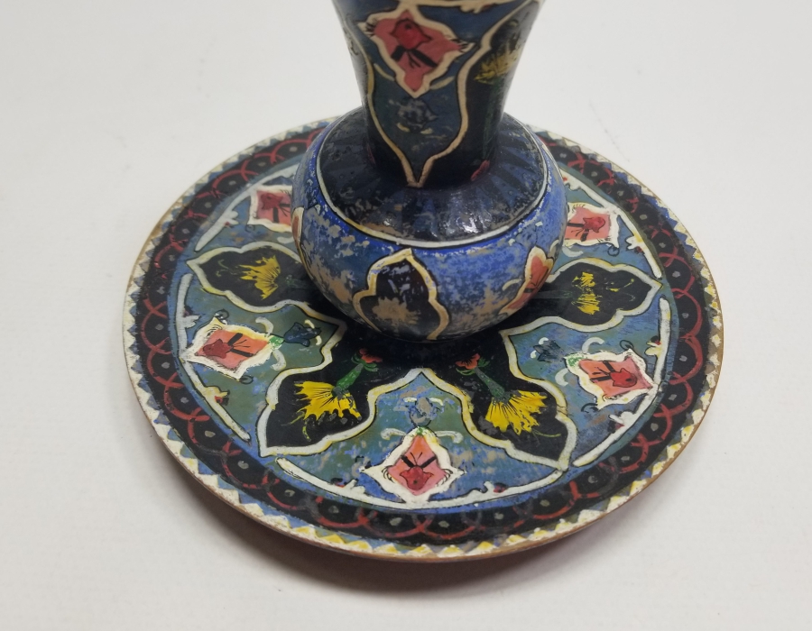 OSMANLI DÖNEMİ EL BOYAMA AHŞAP İĞNE OYA VAZOSU