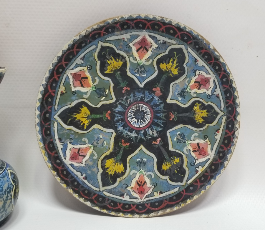 OSMANLI DÖNEMİ EL BOYAMA AHŞAP İĞNE OYA VAZOSU