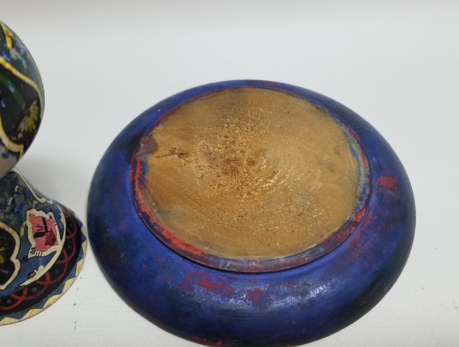 OSMANLI DÖNEMİ EL BOYAMA AHŞAP İĞNE OYA VAZOSU