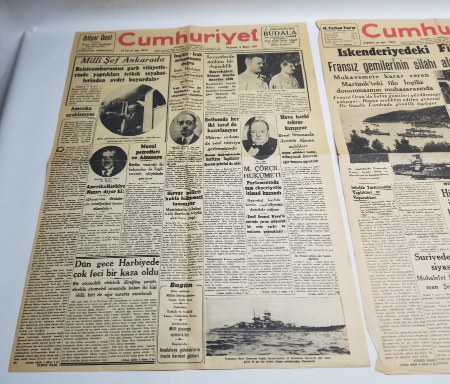 1940-1941 TARİHLİ İKİ ADET CUMHURİYET GAZETESİ