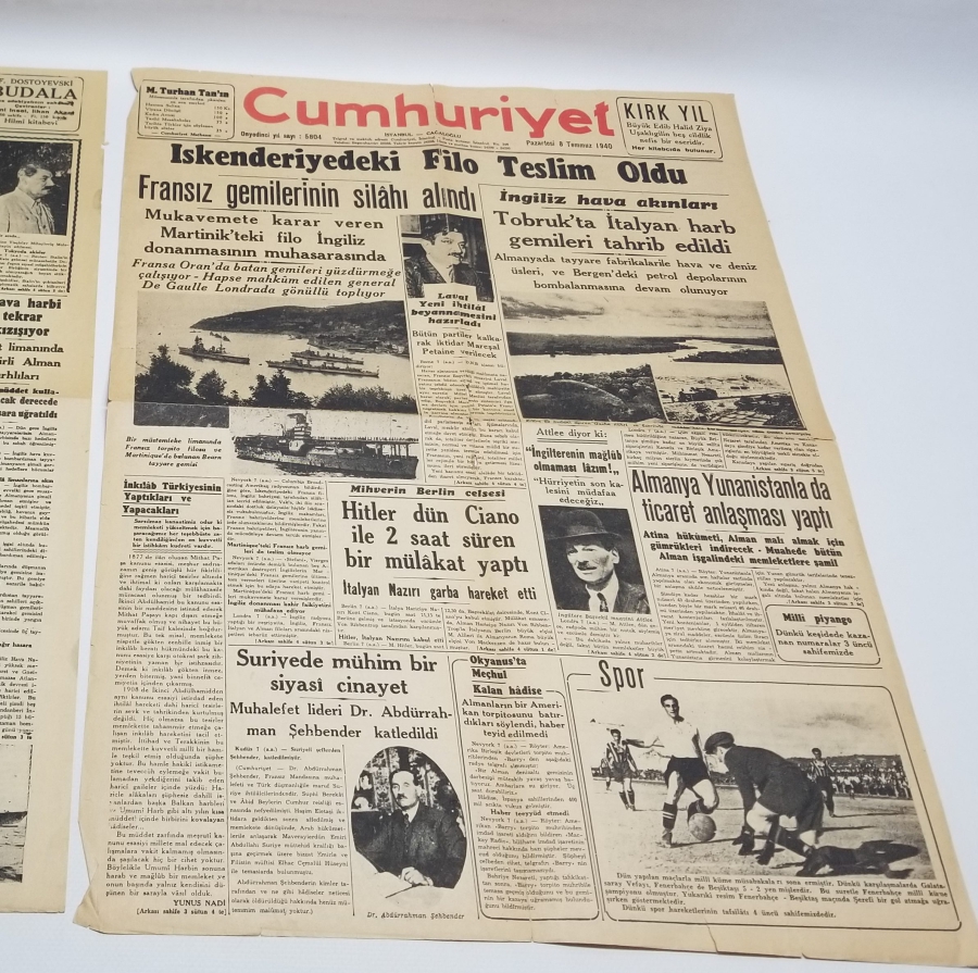 1940-1941 TARİHLİ İKİ ADET CUMHURİYET GAZETESİ
