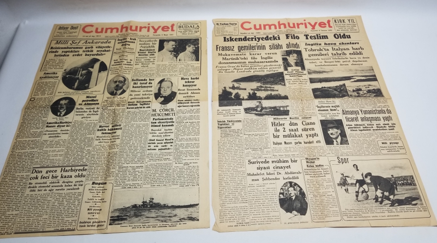 1940-1941 TARİHLİ İKİ ADET CUMHURİYET GAZETESİ