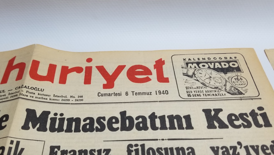 1940-1941 TARİHLİ İKİ ADET CUMHURİYET GAZETESİ