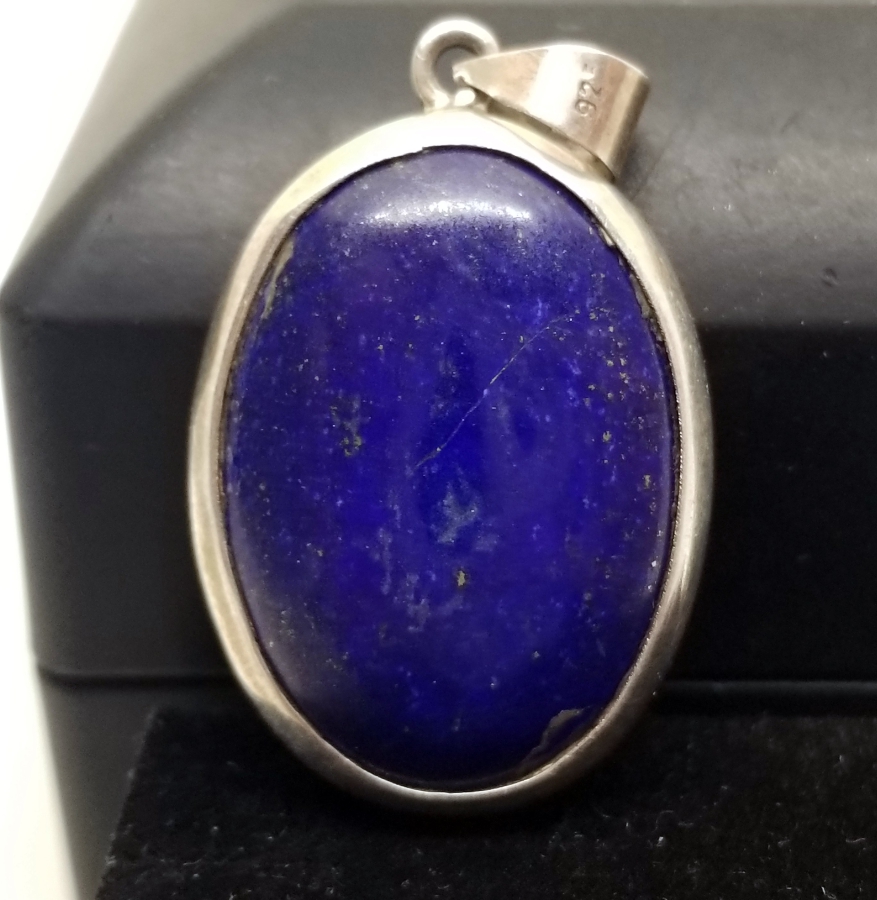 LAPİS TAŞLI ÖZEL YAPIM GÜMÜŞ KOLYE UCU