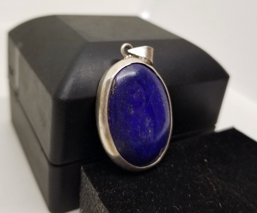 LAPİS TAŞLI ÖZEL YAPIM GÜMÜŞ KOLYE UCU