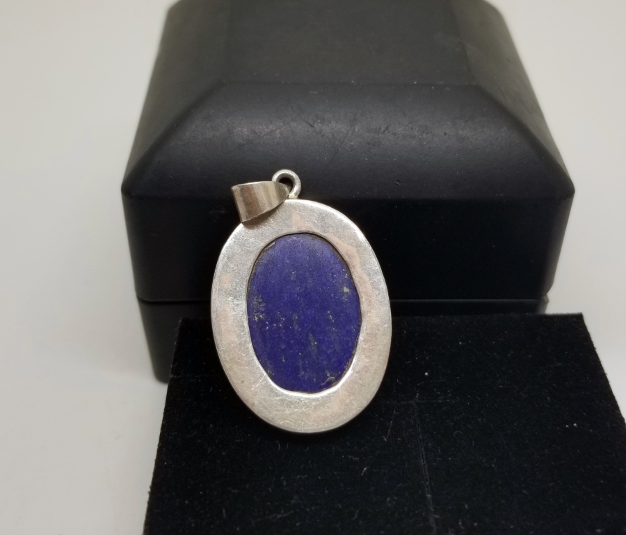 LAPİS TAŞLI ÖZEL YAPIM GÜMÜŞ KOLYE UCU