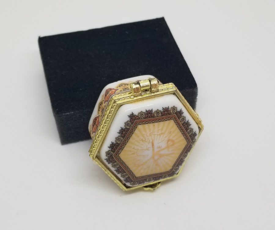 ÜZERİ YAZILI ANTİKA PORSELEN MÜCEVHER KUTUSU