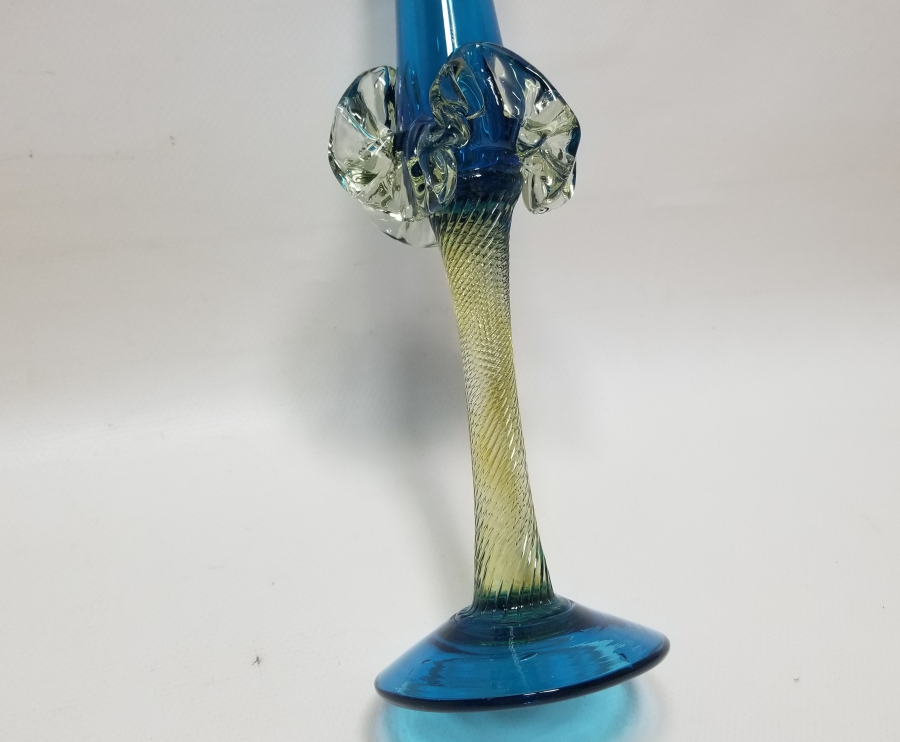 ÜFLEME CAMDAN MAMUL ANTİKA FIRFIRLI CAM MUMLUK