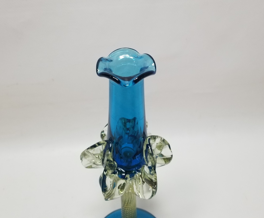 ÜFLEME CAMDAN MAMUL ANTİKA FIRFIRLI CAM MUMLUK