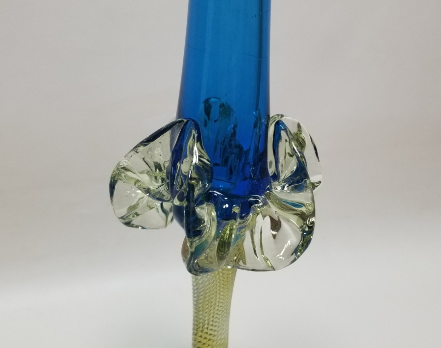 ÜFLEME CAMDAN MAMUL ANTİKA FIRFIRLI CAM MUMLUK