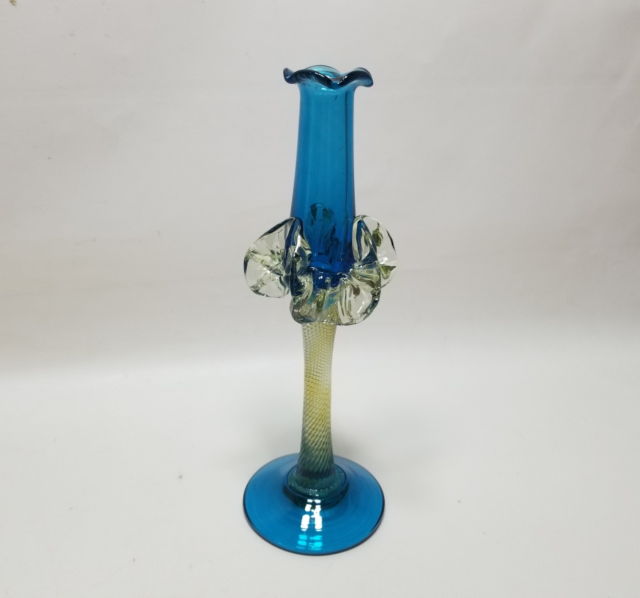 ÜFLEME CAMDAN MAMUL ANTİKA FIRFIRLI CAM MUMLUK