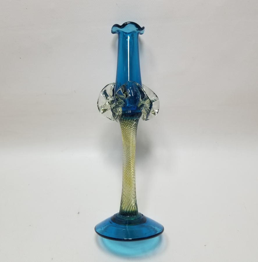 ÜFLEME CAMDAN MAMUL ANTİKA FIRFIRLI CAM MUMLUK