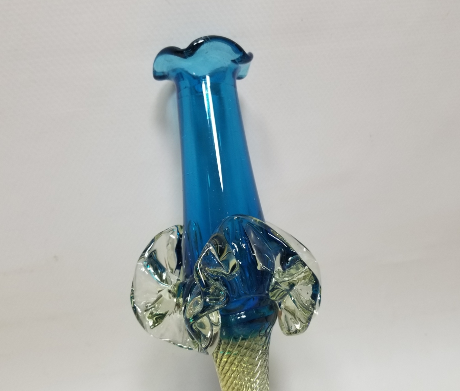 ÜFLEME CAMDAN MAMUL ANTİKA FIRFIRLI CAM MUMLUK