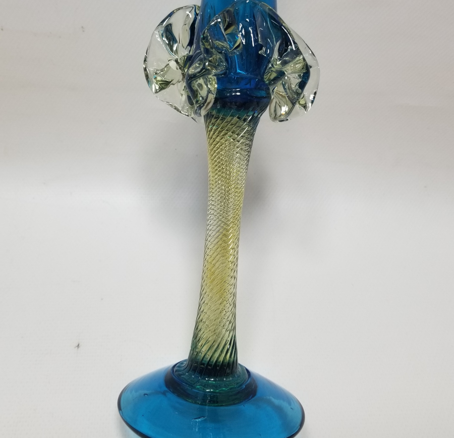 ÜFLEME CAMDAN MAMUL ANTİKA FIRFIRLI CAM MUMLUK