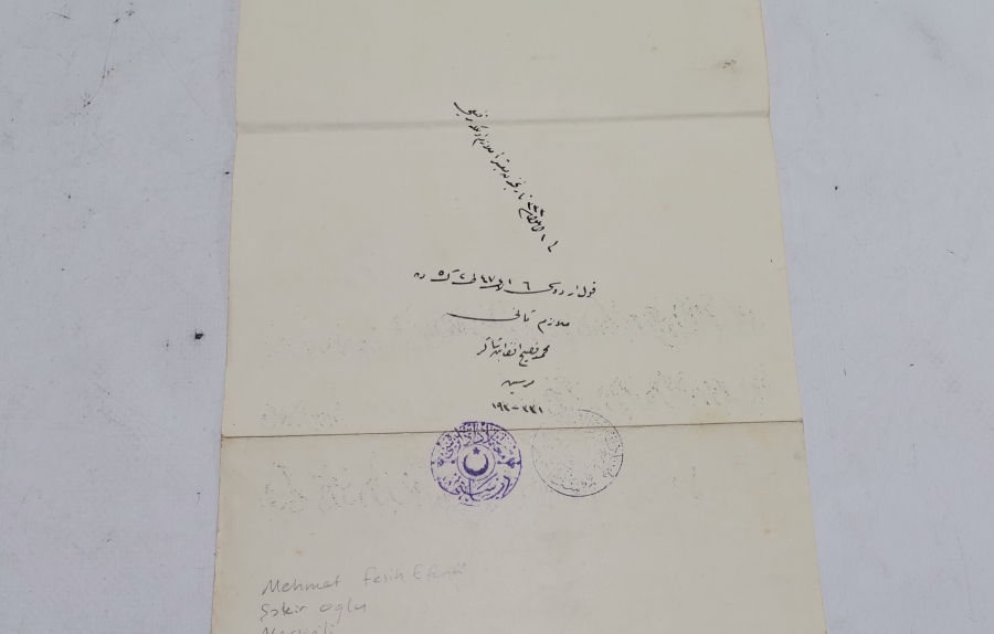 1. DÜNYA SAVAŞI DÖNEMİ SUBAY TERFİ BERATI