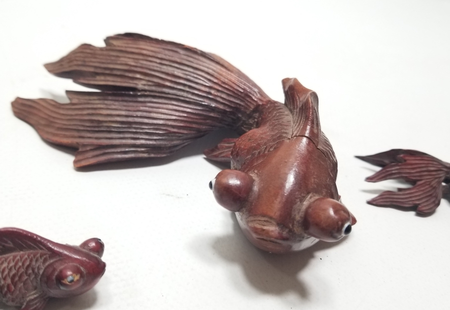 EL YAPIMI ANTİKA AHŞAP BALIK FİGÜRLERİ
