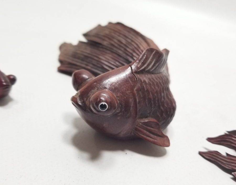 EL YAPIMI ANTİKA AHŞAP BALIK FİGÜRLERİ