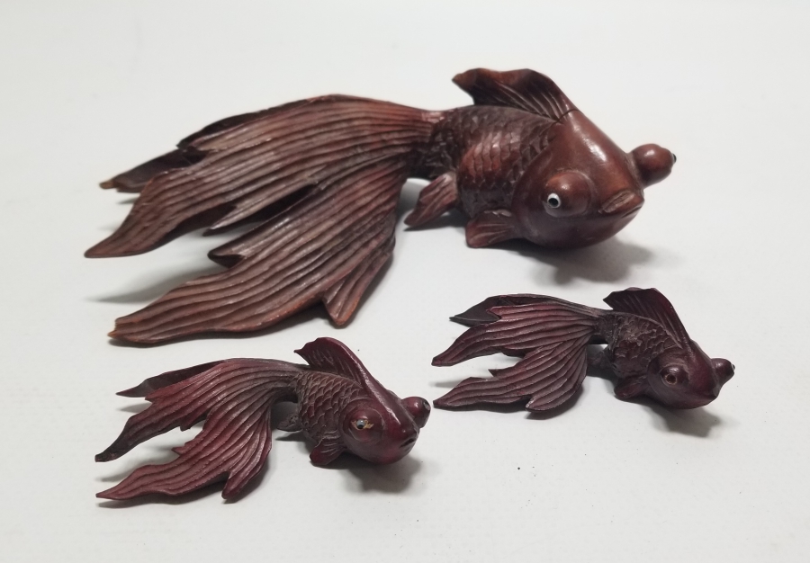 EL YAPIMI ANTİKA AHŞAP BALIK FİGÜRLERİ