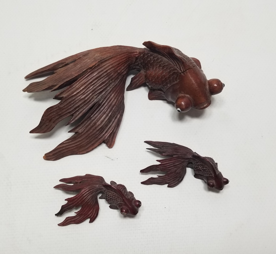 EL YAPIMI ANTİKA AHŞAP BALIK FİGÜRLERİ