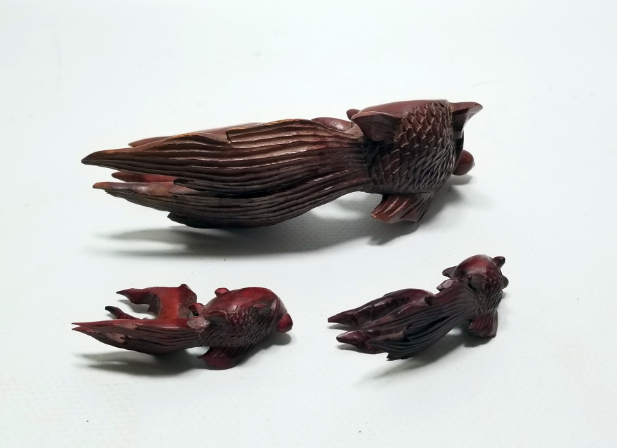 EL YAPIMI ANTİKA AHŞAP BALIK FİGÜRLERİ