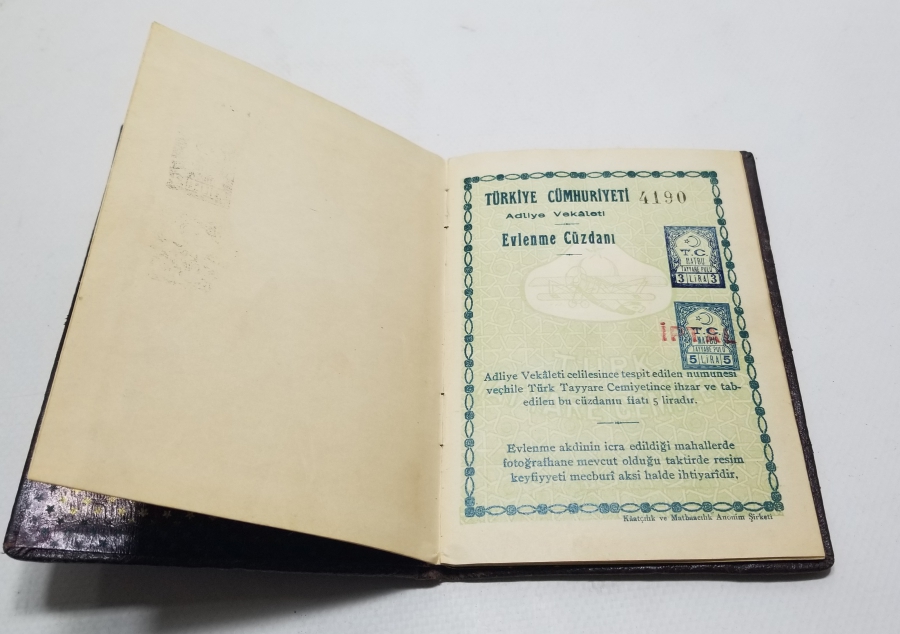 CUMHURİYET BAŞLARI ANTİKA EVLENME CÜZDANI