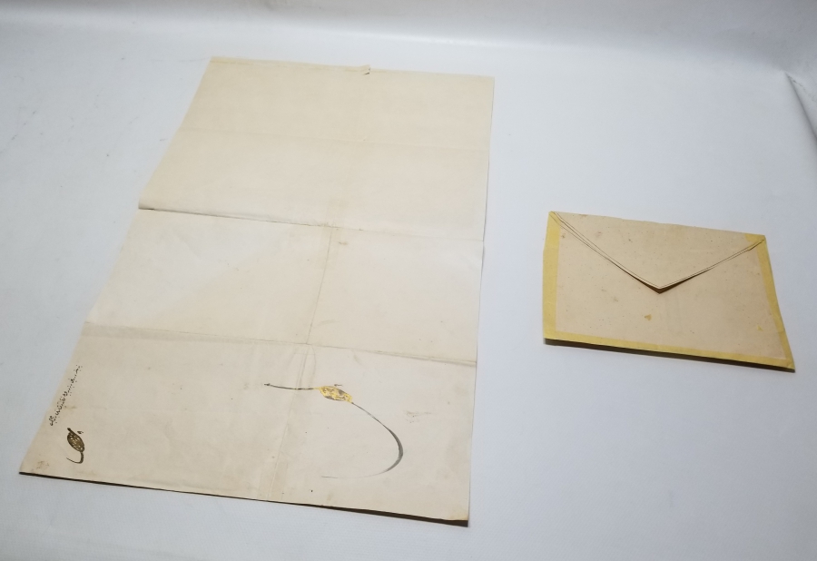 ORİJİNAL ZARFIYLA ALİ RIZA EFENDİ'YE VERİLMİŞ 4. DERECE MECİDİ NİŞANI BERATI