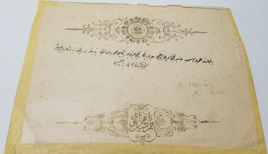 ORİJİNAL ZARFIYLA ALİ RIZA EFENDİ'YE VERİLMİŞ 4. DERECE MECİDİ NİŞANI BERATI