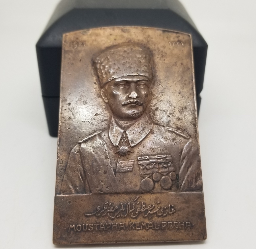 1921 ANKARA ANLAŞMASI GAZİ MÜŞİR MUSTAFA KEMAL PAŞA PLAKET MADALYA