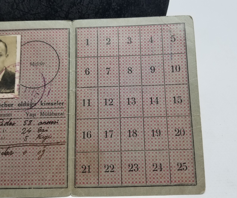 2. DÜNYA SAVAŞI DÖNEMİ NADİR EKMEK KARNESİ