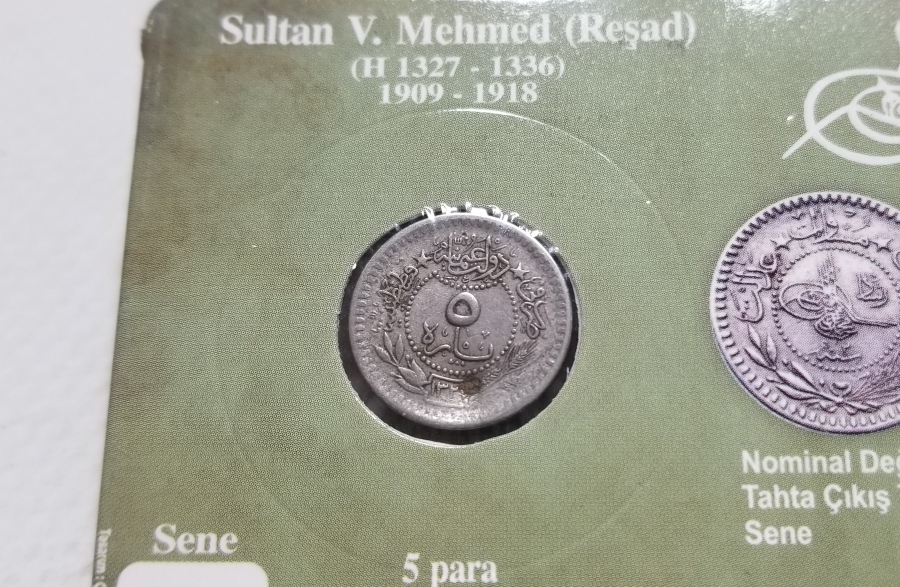 MEHMET REŞAT HAN DÖNEMİ KOLEKSİYONLUK NİKEL 5 PARA