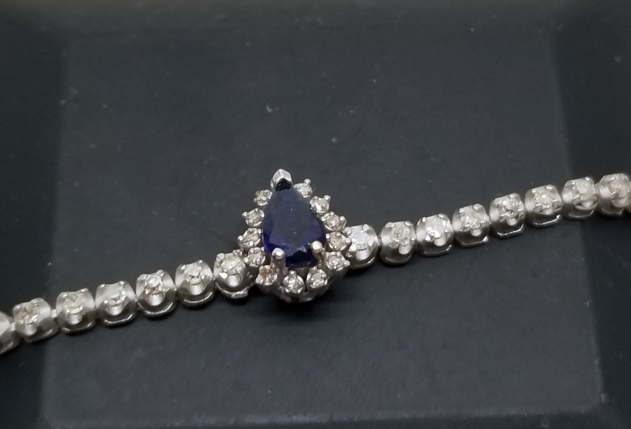 SAFİR VE PIRLANTA TAŞLI ÖZEL YAPIM BİLEZİK - BİLEKLİK