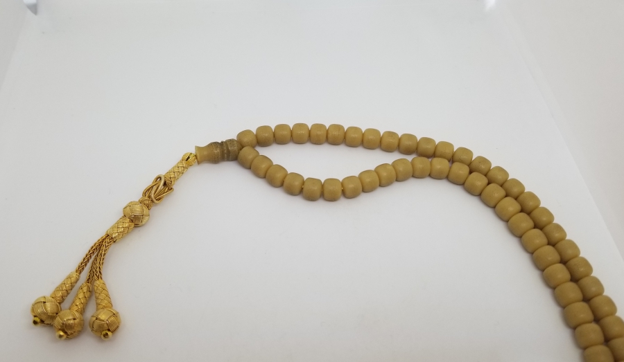 ALTIN KAPLAMA GÜMÜŞ PÜSKÜLLÜ 99LUK GALALİT NAMAZ TESPİHİ