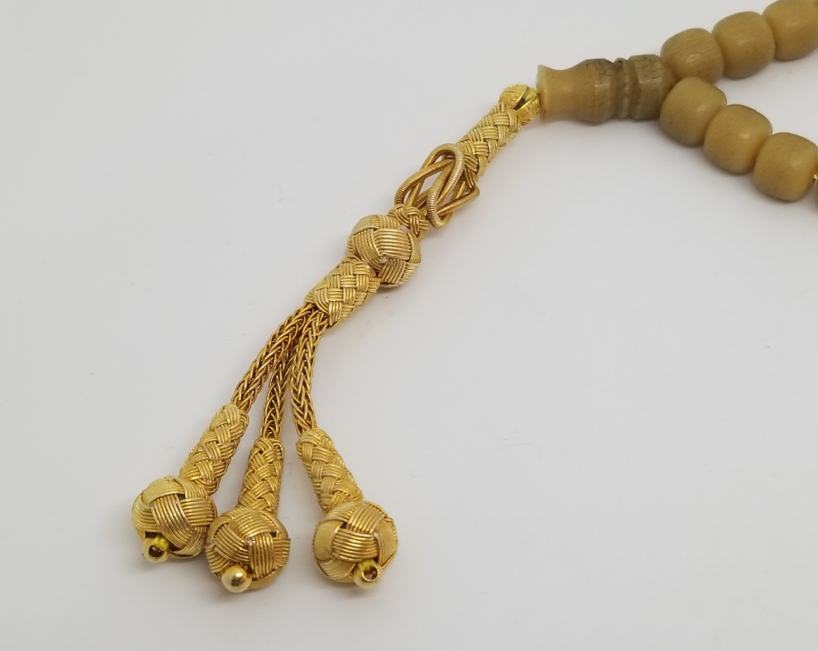 ALTIN KAPLAMA GÜMÜŞ PÜSKÜLLÜ 99LUK GALALİT NAMAZ TESPİHİ