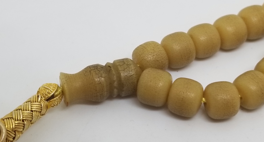 ALTIN KAPLAMA GÜMÜŞ PÜSKÜLLÜ 99LUK GALALİT NAMAZ TESPİHİ