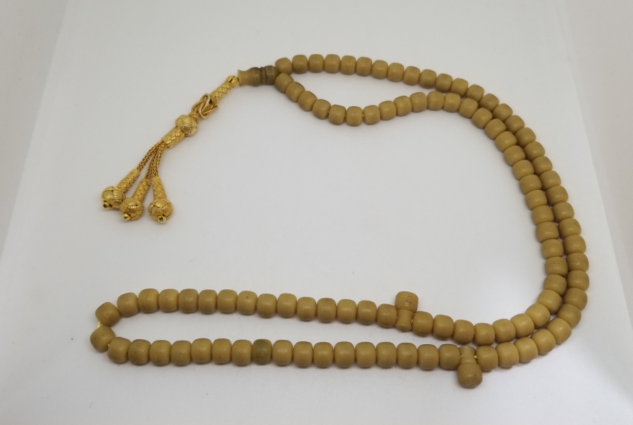 ALTIN KAPLAMA GÜMÜŞ PÜSKÜLLÜ 99LUK GALALİT NAMAZ TESPİHİ