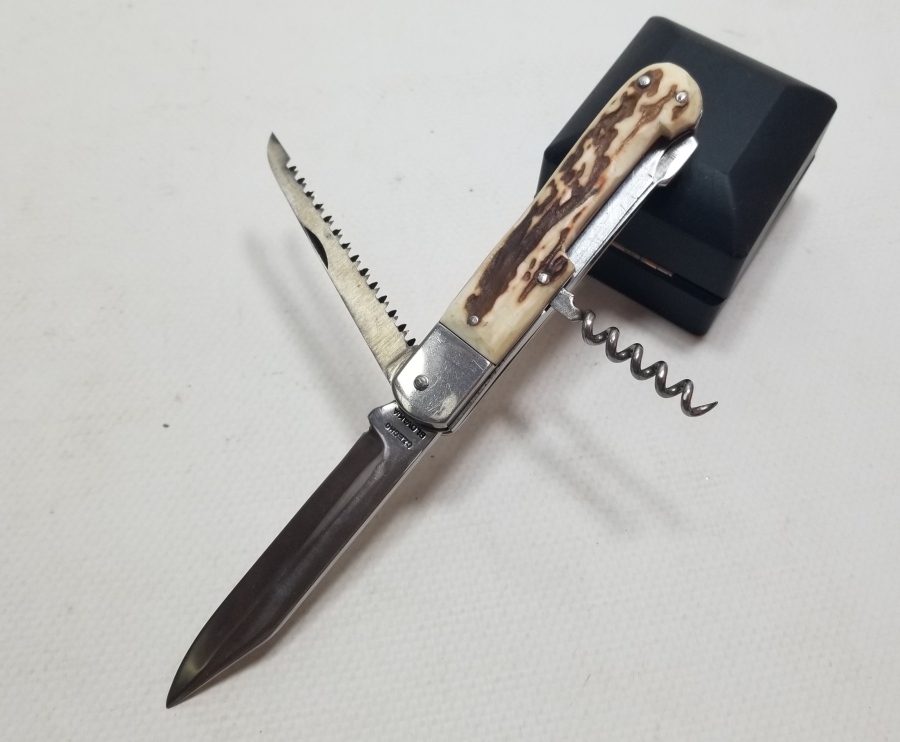 GEYİK BOYNUZU SAPLI ÇOK AMAÇLI ANTİKA ÇAKI