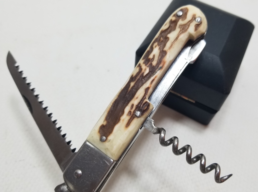 GEYİK BOYNUZU SAPLI ÇOK AMAÇLI ANTİKA ÇAKI