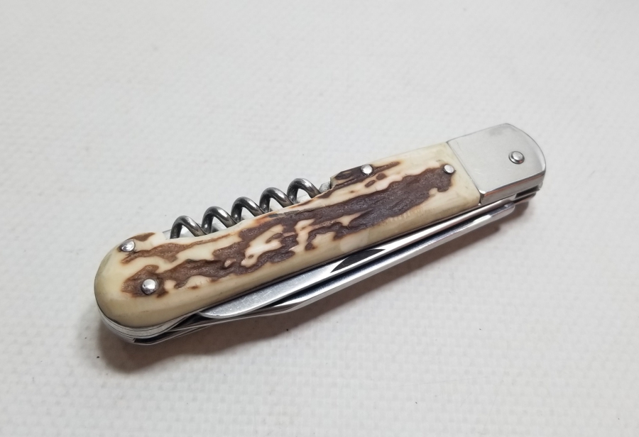 GEYİK BOYNUZU SAPLI ÇOK AMAÇLI ANTİKA ÇAKI