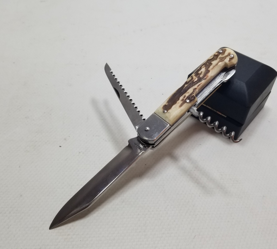 GEYİK BOYNUZU SAPLI ÇOK AMAÇLI ANTİKA ÇAKI