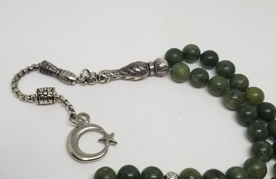 İMAME VE PÜSKÜLÜ GÜMÜŞ KAPLAMA 33LÜK DOĞAL TAŞ TESPİH