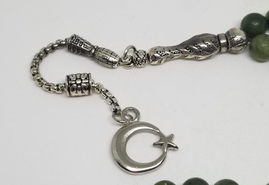 İMAME VE PÜSKÜLÜ GÜMÜŞ KAPLAMA 33LÜK DOĞAL TAŞ TESPİH