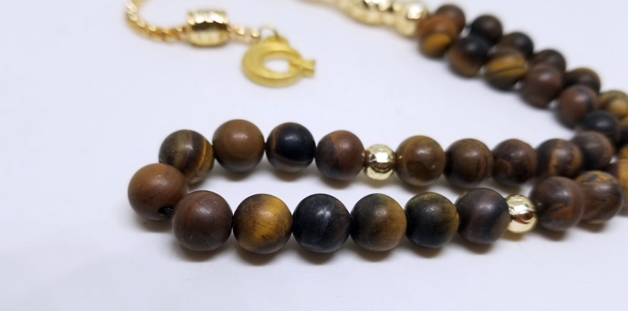 İMAME VE PÜSKÜLÜ ALTIN KAPLAMA 33LÜK DOĞAL TAŞ TESPİH