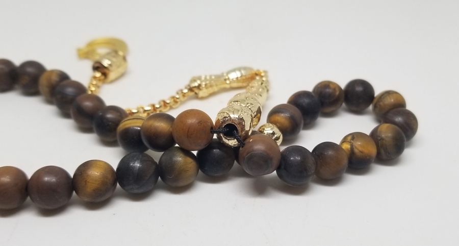 İMAME VE PÜSKÜLÜ ALTIN KAPLAMA 33LÜK DOĞAL TAŞ TESPİH